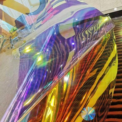 PVC plastic  laminated rainbow colorful iridescent plastic film